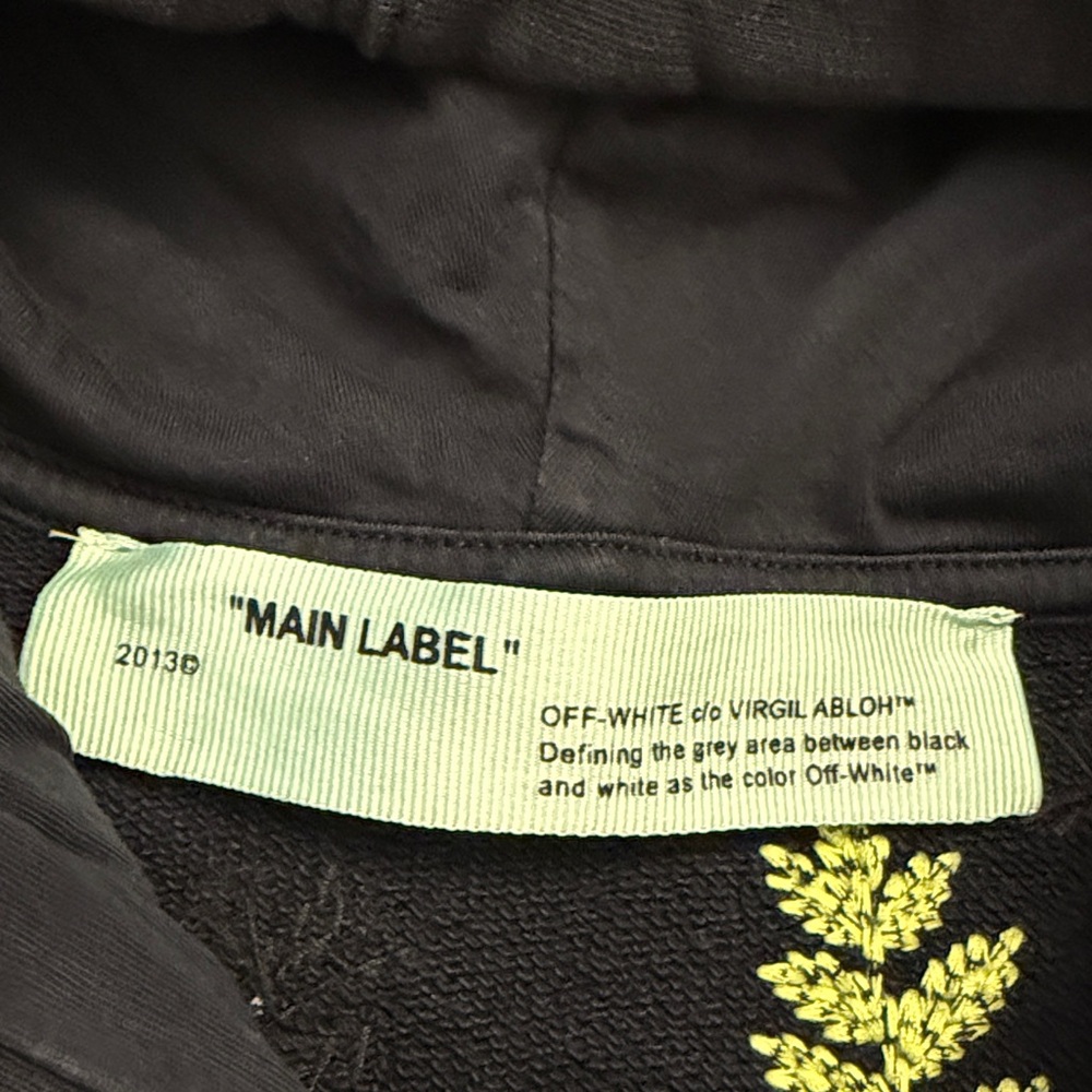 Off-White Black Hoodie with Green Leaf Accents size L - Picture 6 of 15